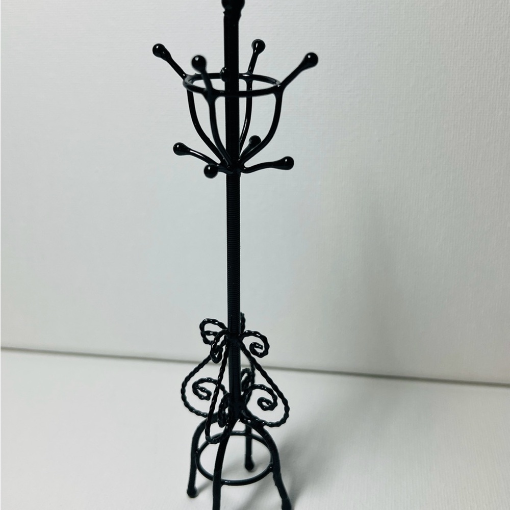Dollhouse Black Wire Coat Rack or Miniature Jewelry Stand